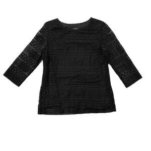 euc TALBOTS crochet black blouse